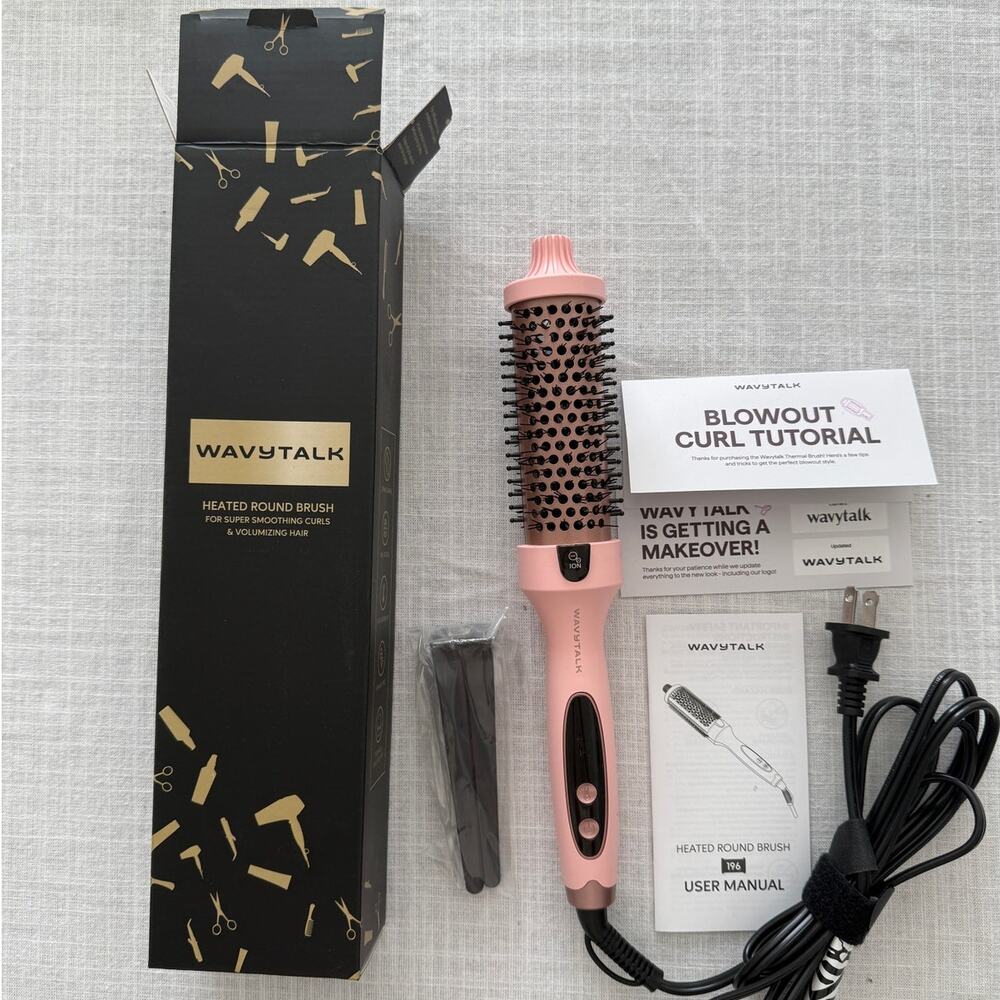 Wavytalk NIB | thermal heated round 1.5 ceramic ion brush in pink